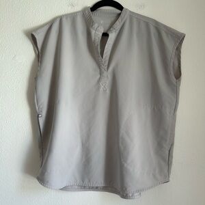 FIGS Light Gray Bone Rafaela Scrub Top and Matching High Waist Yola Pants Medium